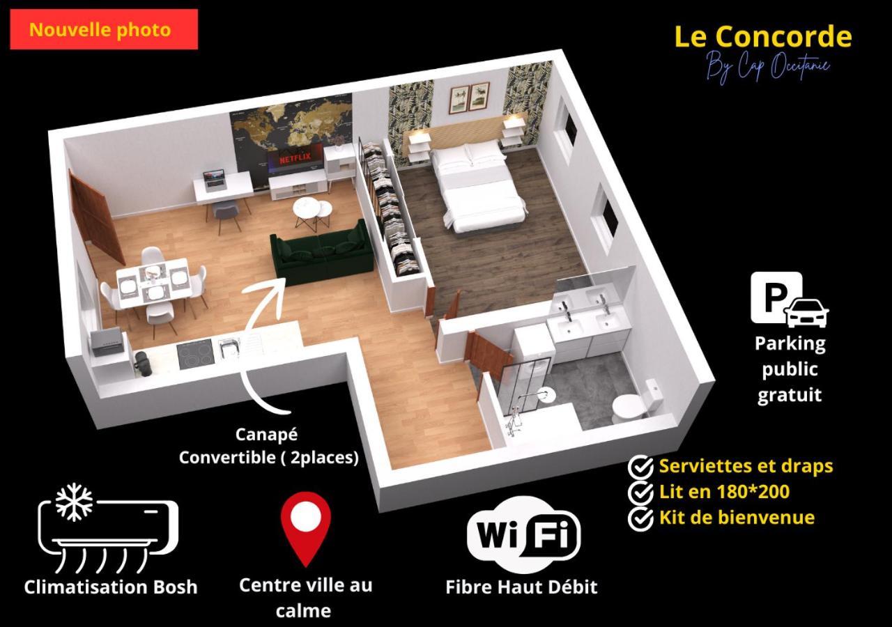 Le Concorde-Wifi-Clim-Parking-3Etoiles-Ockeys Daire Bram Dış mekan fotoğraf